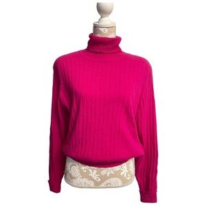 Vintage LIZ CLAIBORNE Turtleneck Y2K Barbiecore Rib Knit Lambswool Angora Large